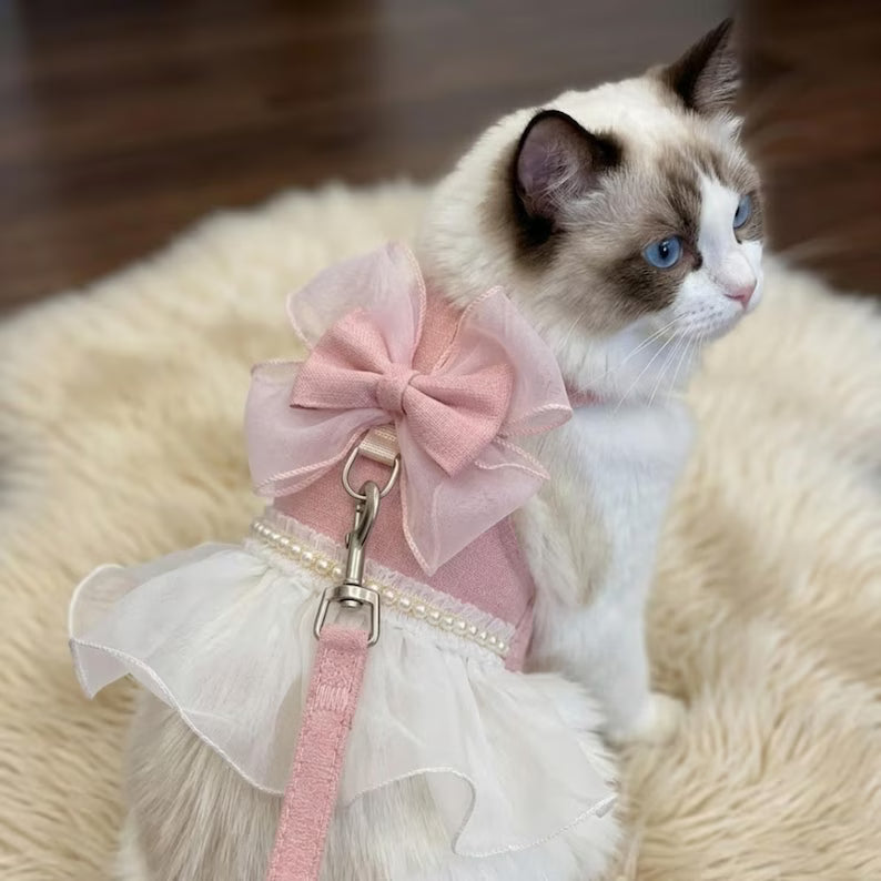 Pink Ruffle Pet Harness Dress & Leash Set
