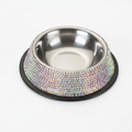 Iridescent aurora-borealis rhinestone single bowl on white background