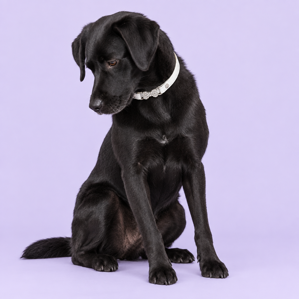 Labrador mix with white collar