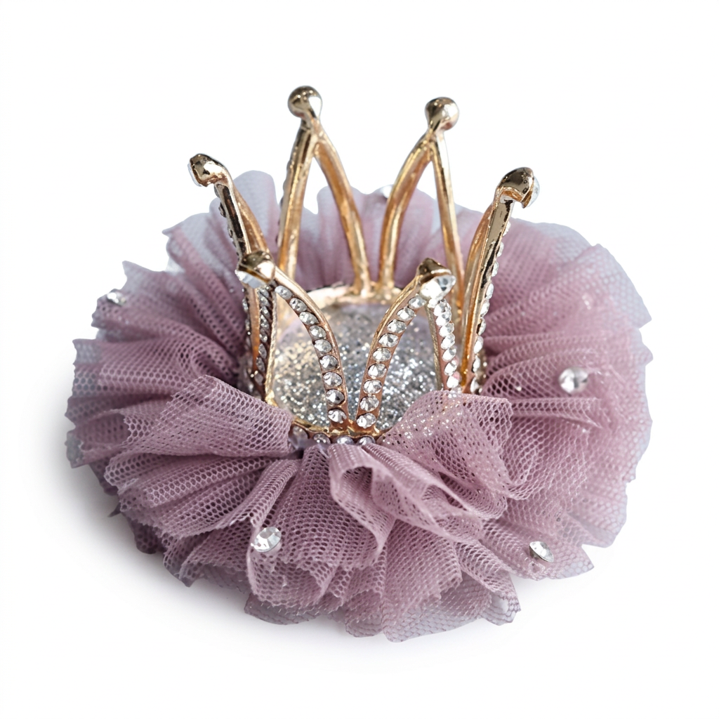 Lavender crown hair clip on white