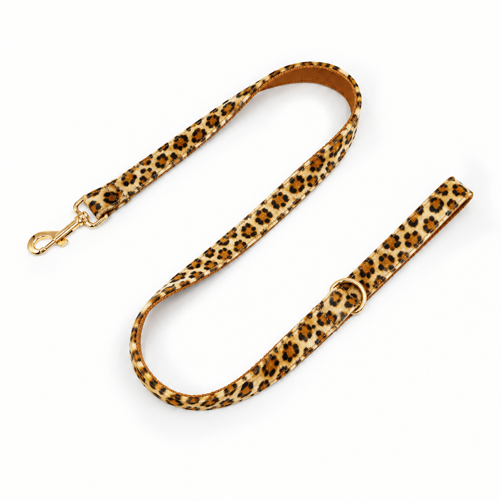 Leopard velvet full-length leash