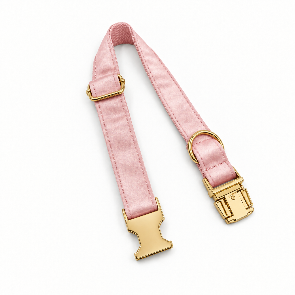 Light pink silky open collar with gold hardware