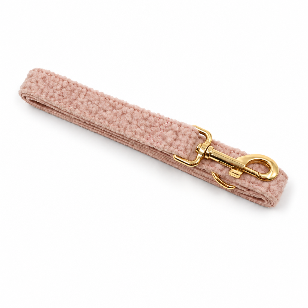 Light pink teddy fleece folded leash