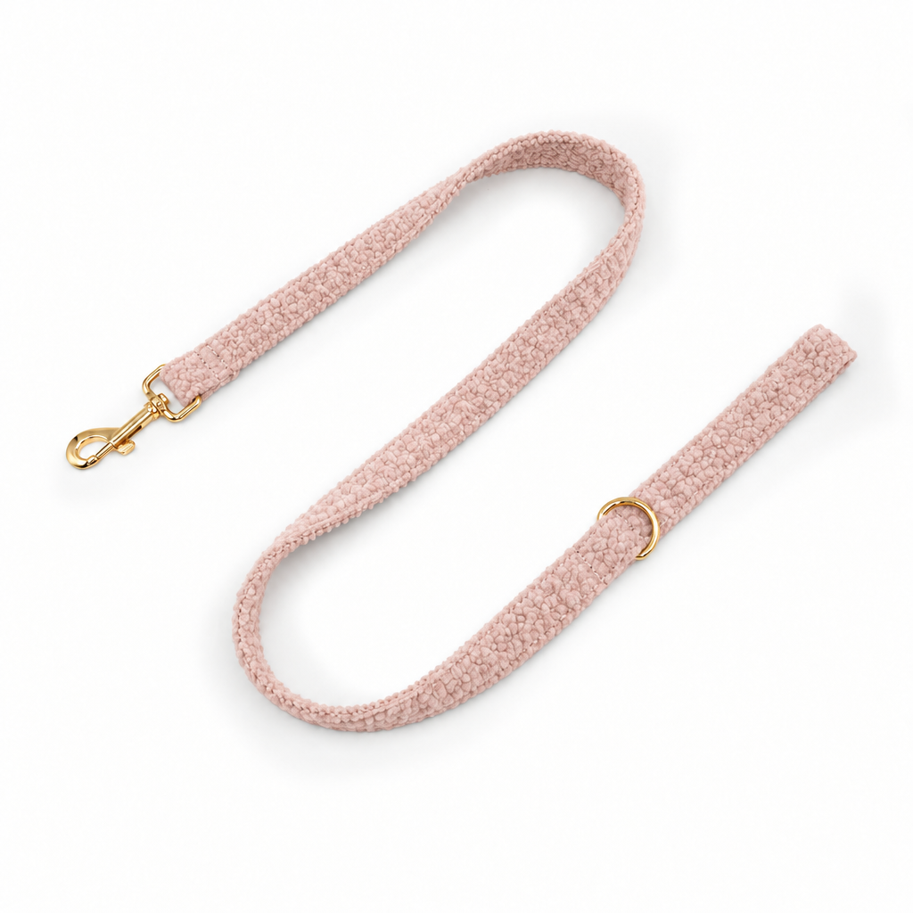 Light pink teddy fleece full-length leash