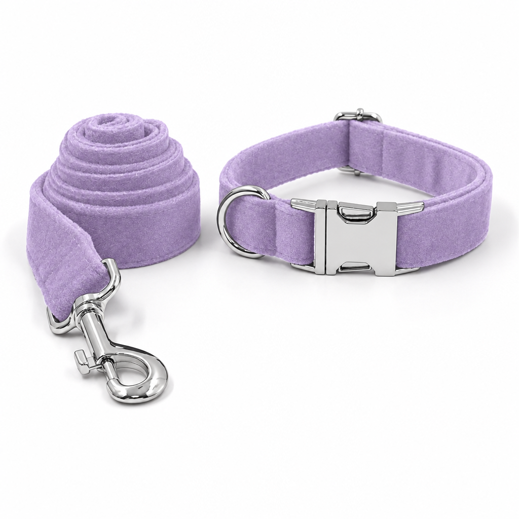 Light purple collar and leash set