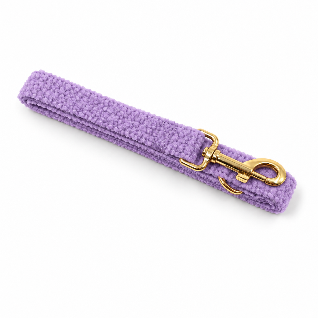Light purple teddy fleece folded leash