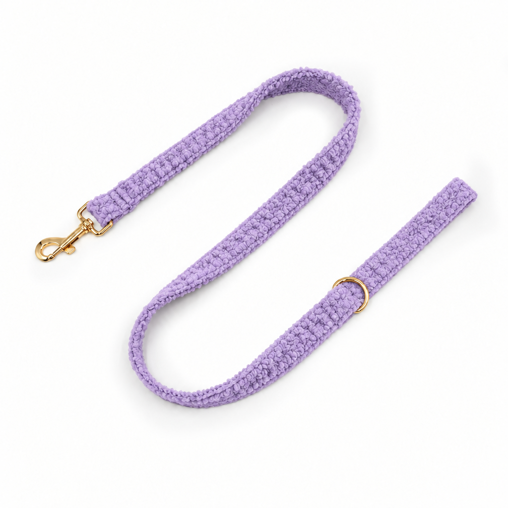 Light purple teddy fleece full-length leash