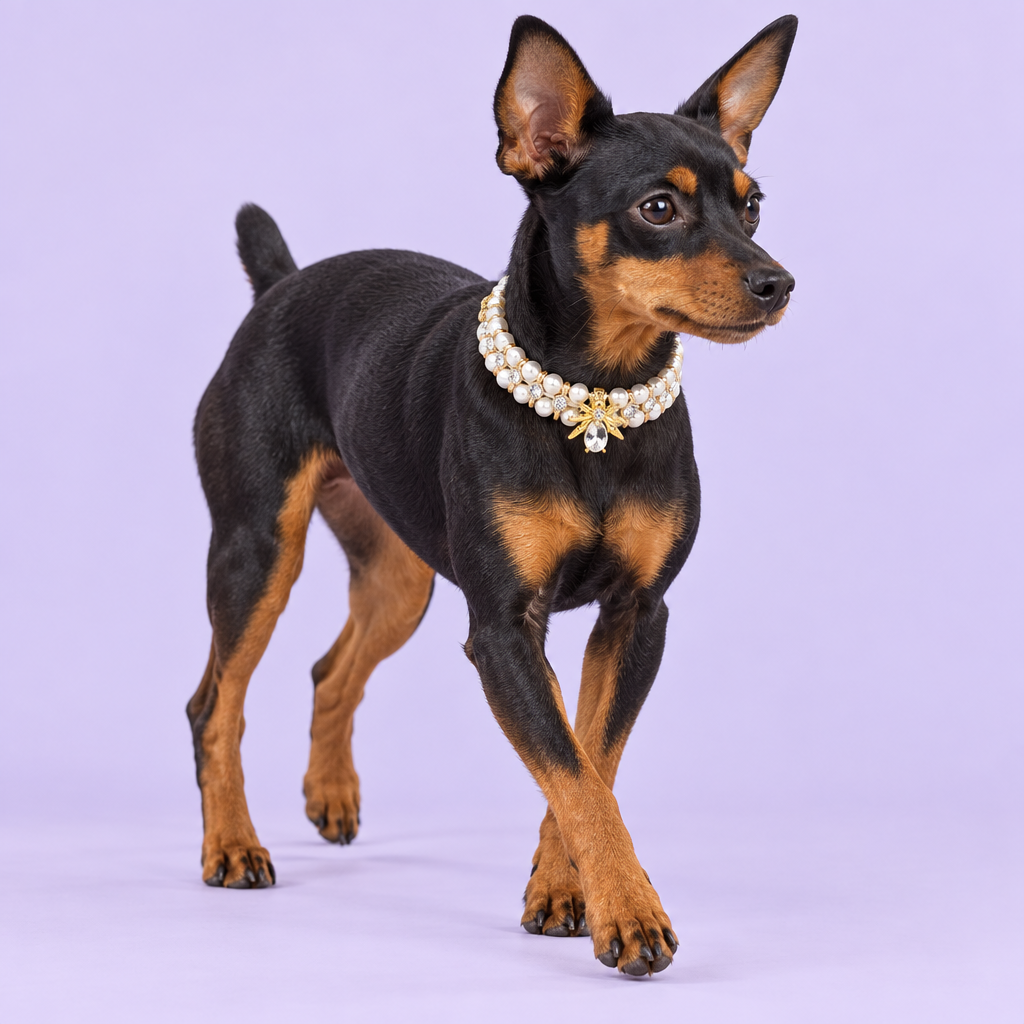 Miniature pinscher walking
