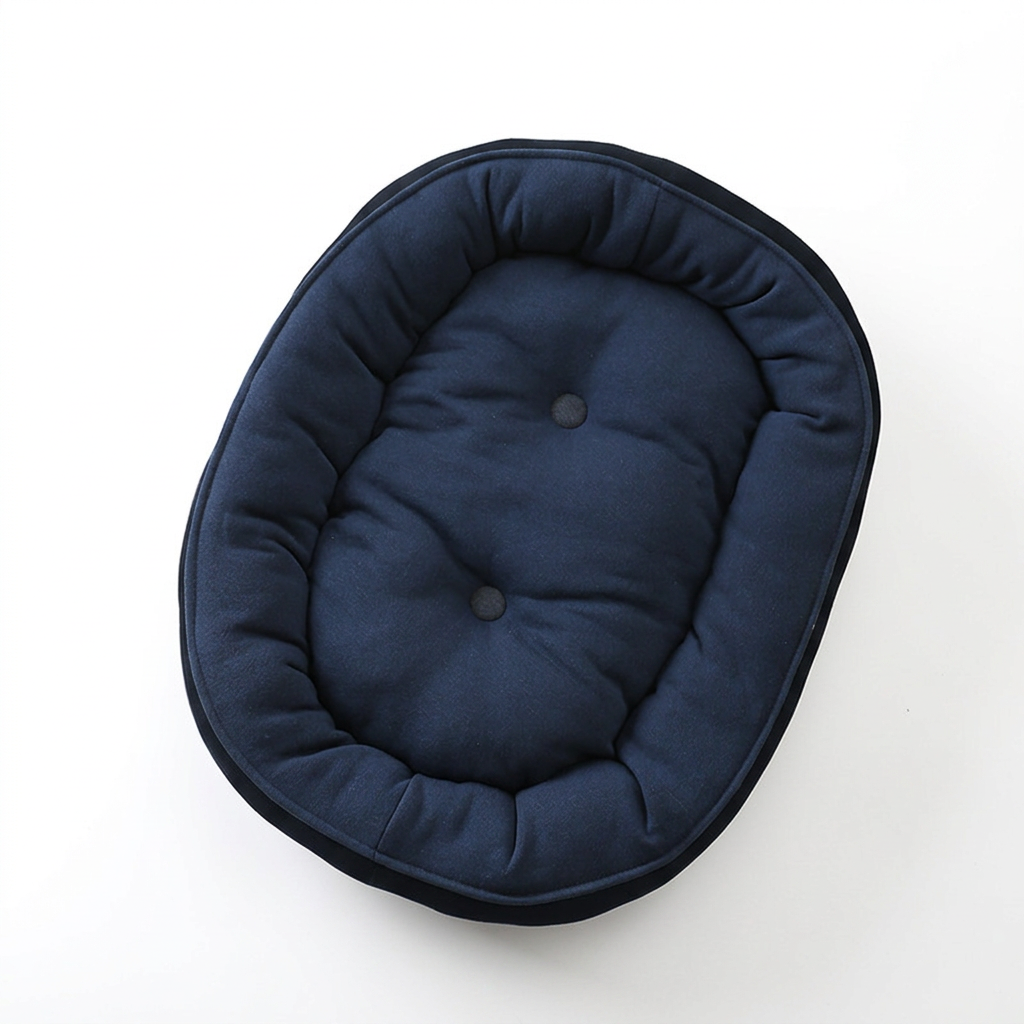 Navy pet bed on a clean white background