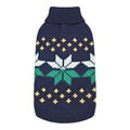 Navy sweater revised for straighter sides and an even collar and hem