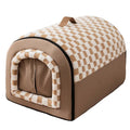 Pet bed with checkered pattern on a white background