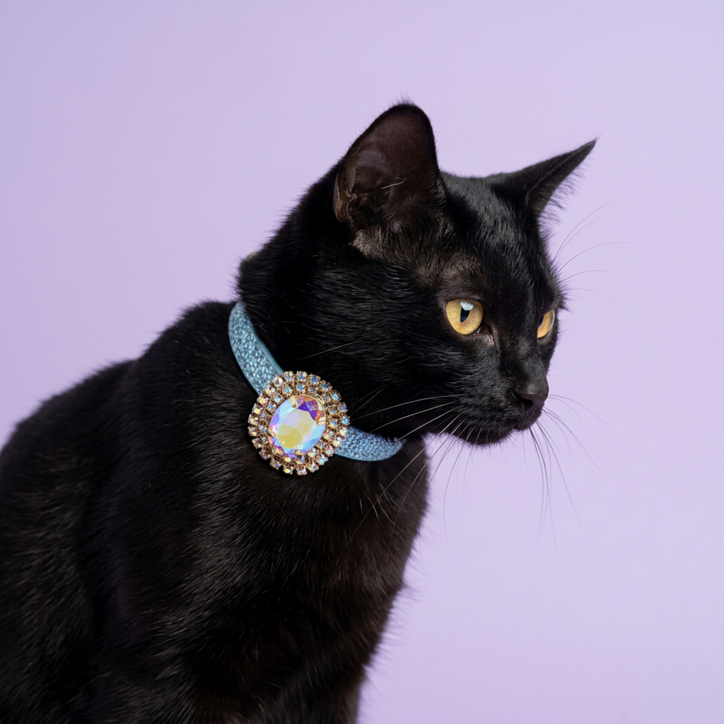 Off-center Bombay portrait with a soft downward glance
