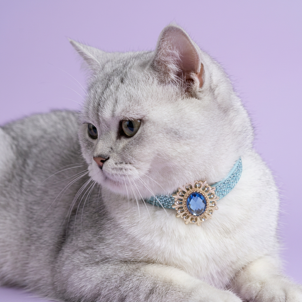 Off-center British Shorthair portrait with a downward glance