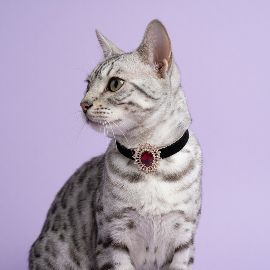 Off-center silver Bengal portrait looking to the side