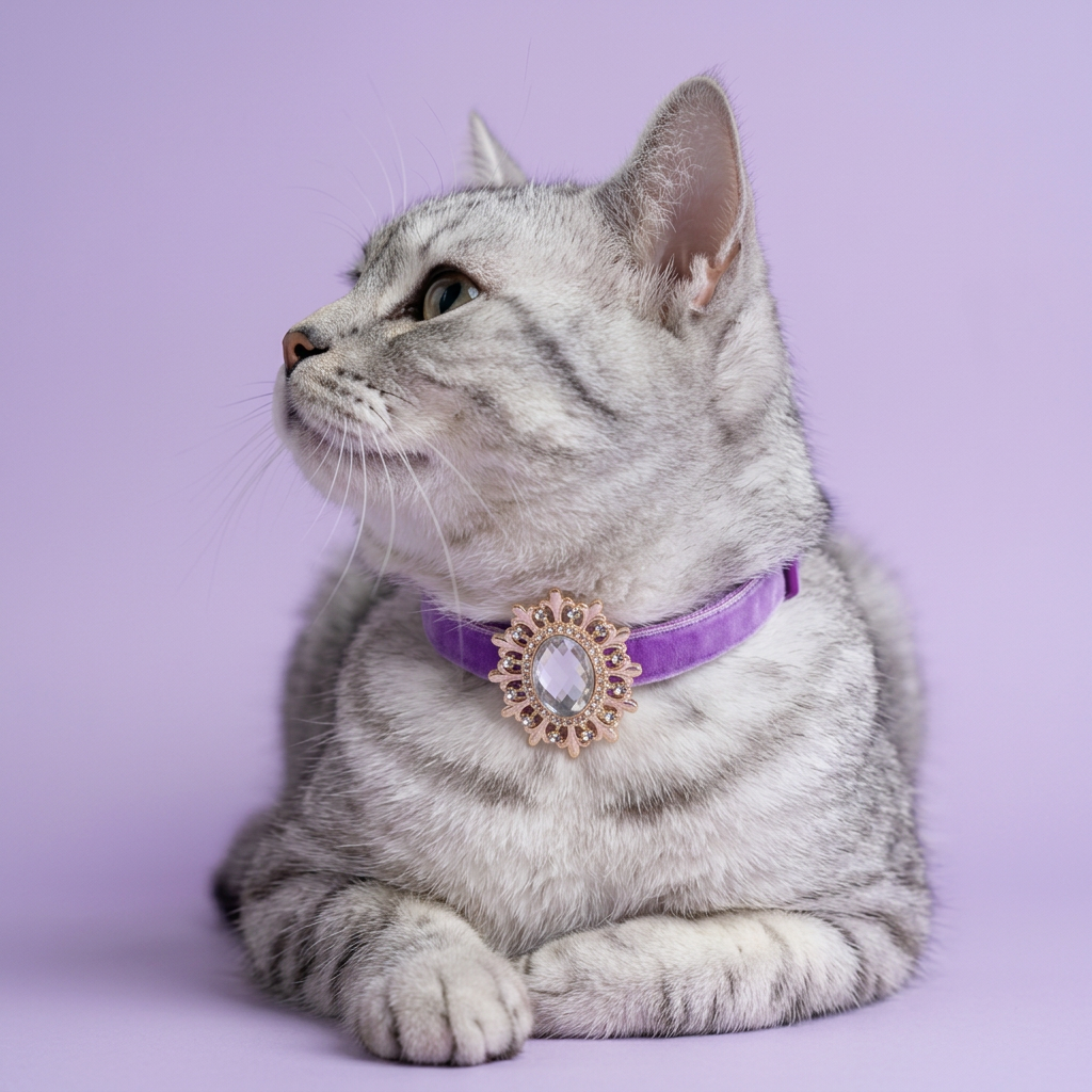 Off-center silver tabby portrait with an upward gaze