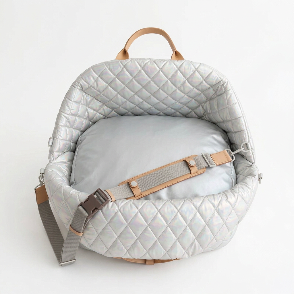 Open carrier recolored to iridescent silver on a white background