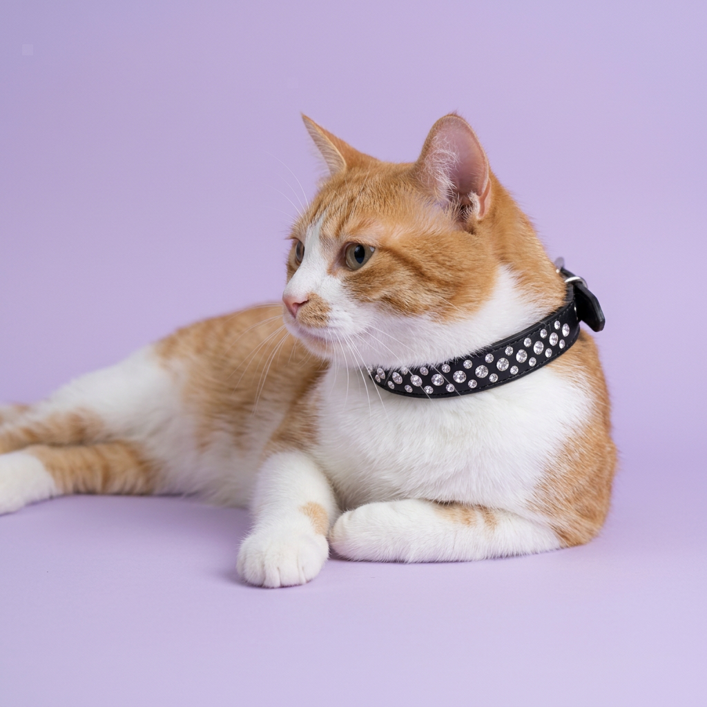 Orange-and-white cat resting with an off-camera glance