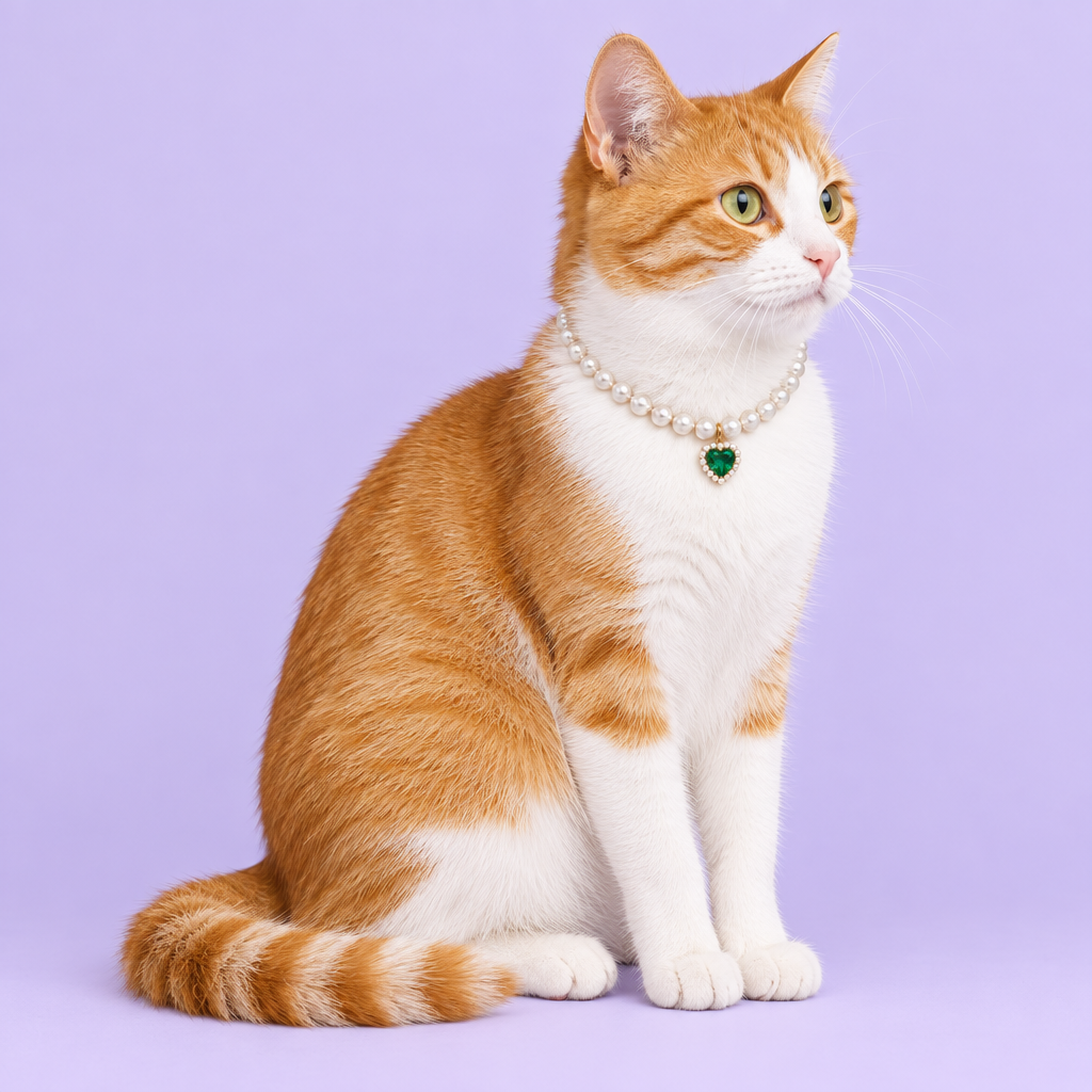 Orange-and-white cat sitting