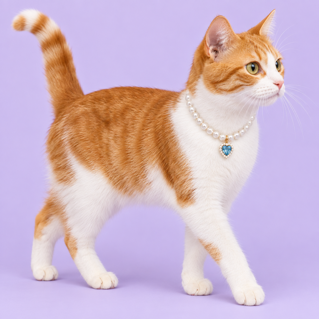 Orange-and-white cat taking a step