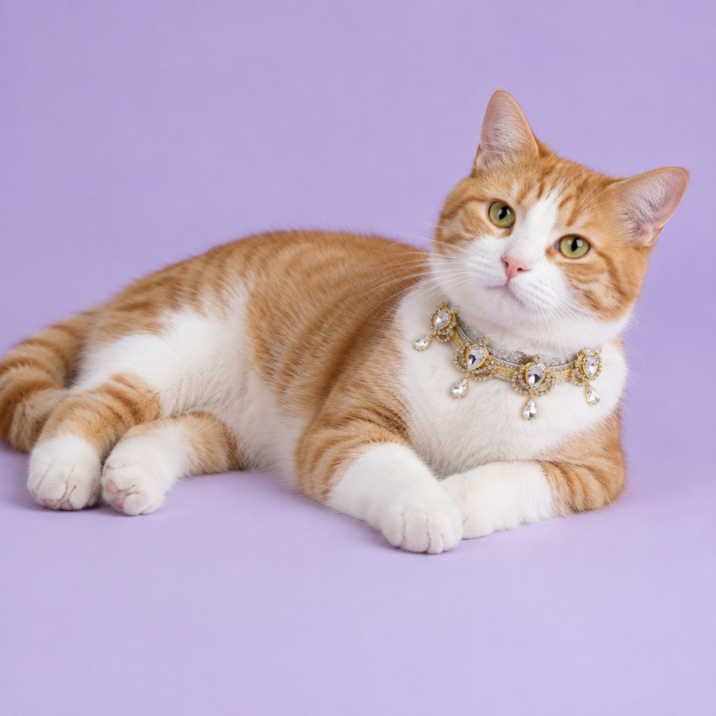 Orange-and-white tabby lounging on its side