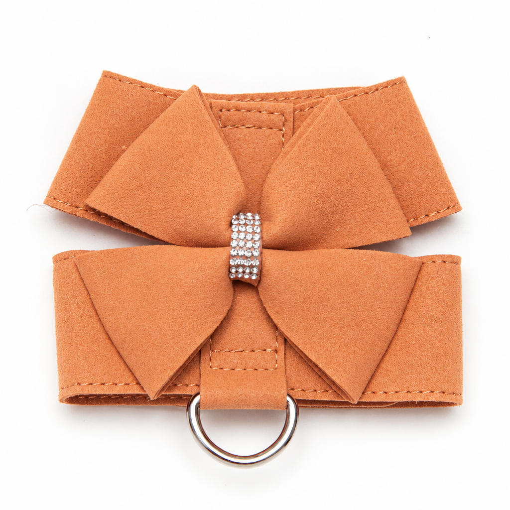 Orange bow harness close-up