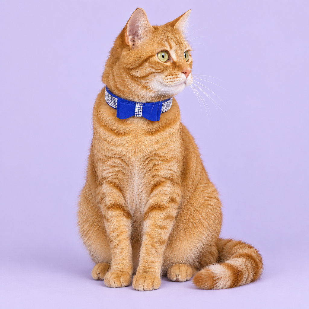 Orange tabby seated and looking off to the right