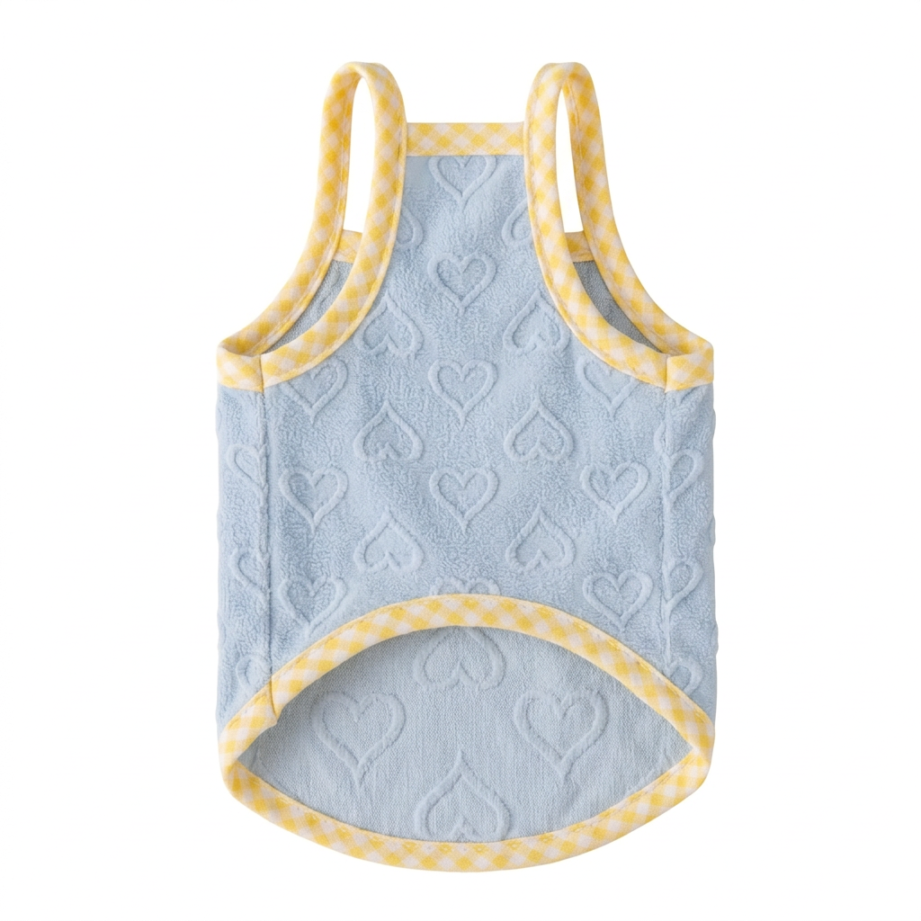 Pale blue underside with yellow gingham trim