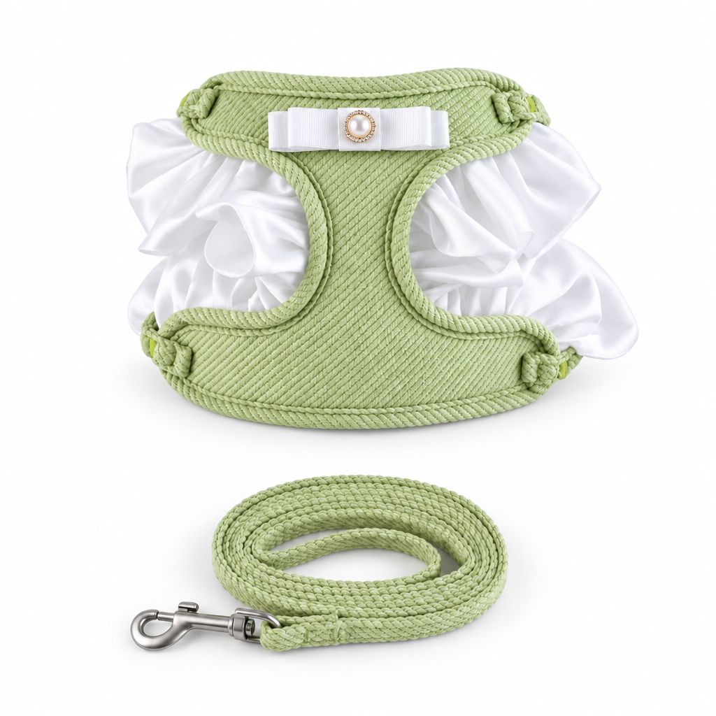 Pale green harness with more visible ruffles