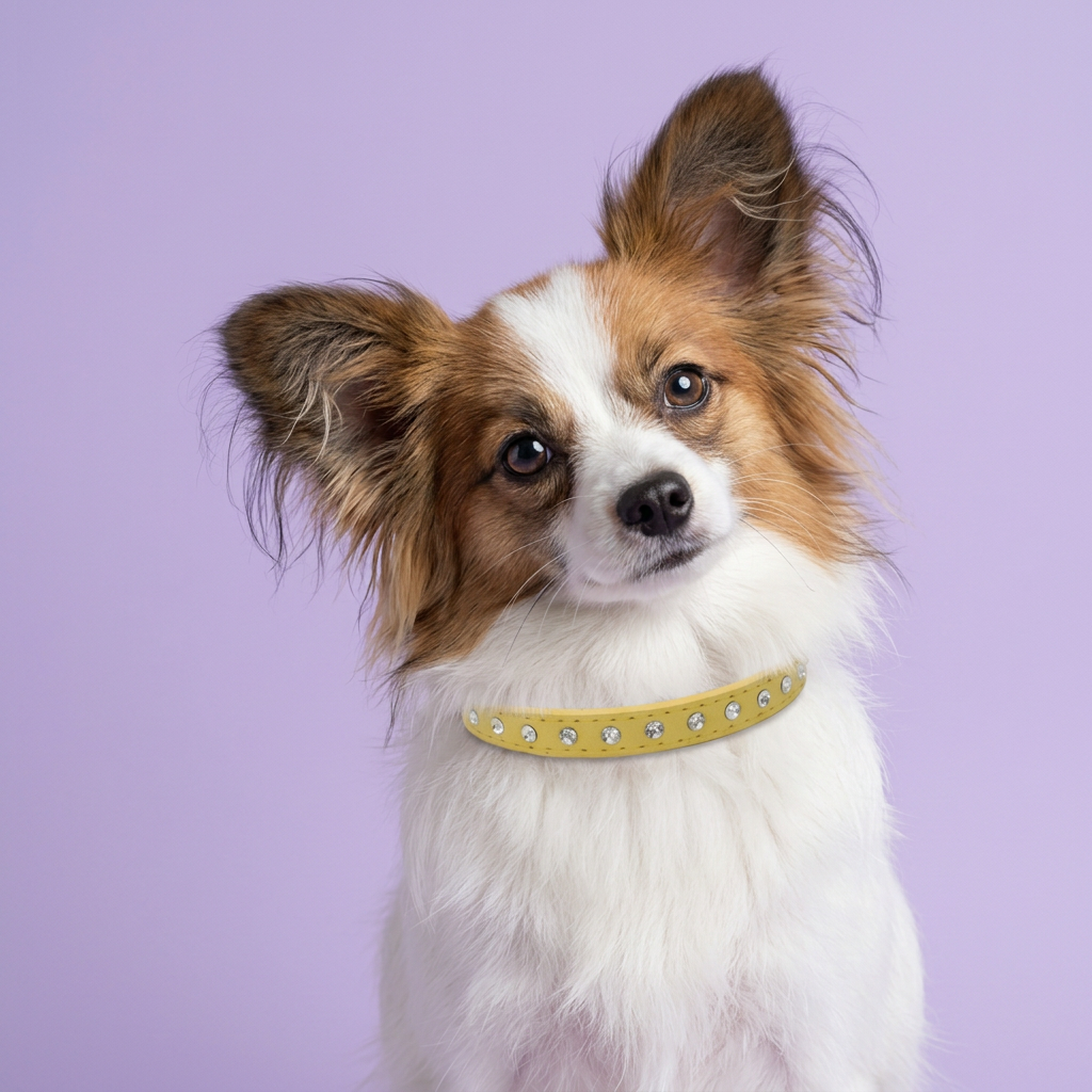 Papillon portrait with an upward glance
