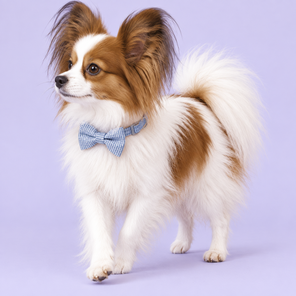 Papillon taking a gentle step