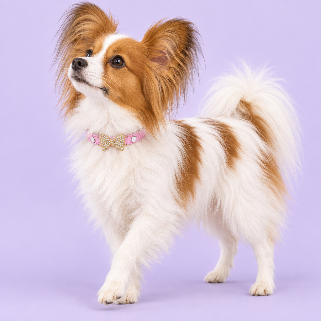 Papillon taking a gentle step