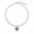 Pearl collar with blue heart gemstone