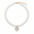 Pearl collar with iridescent heart gemstone