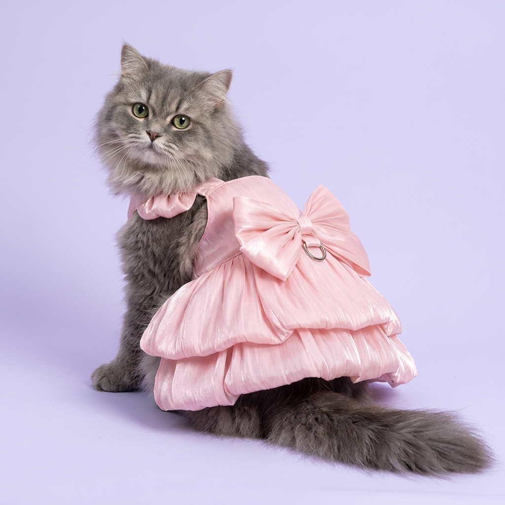 Persian showing the pink back bow and tiered skirt