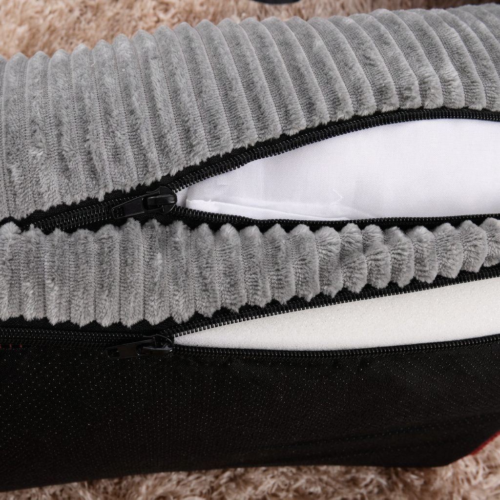 Pet-bed zipper close-up recolored gray