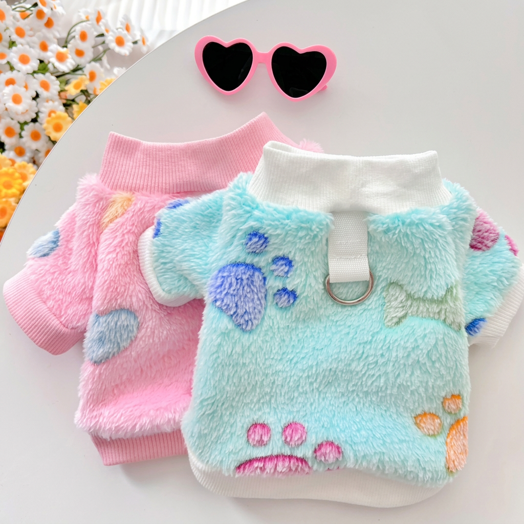 Pink and mint sweaters with pink sunglasses and the paper removed