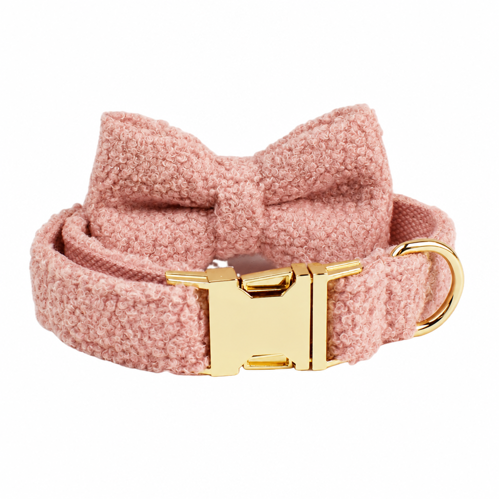 Pink bow collar buckle view