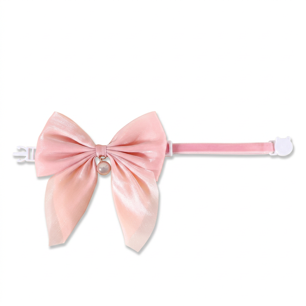 Pink bow collar front on white background