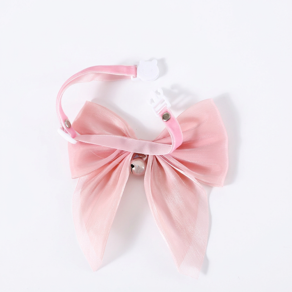 Pink bow collar reverse on white background