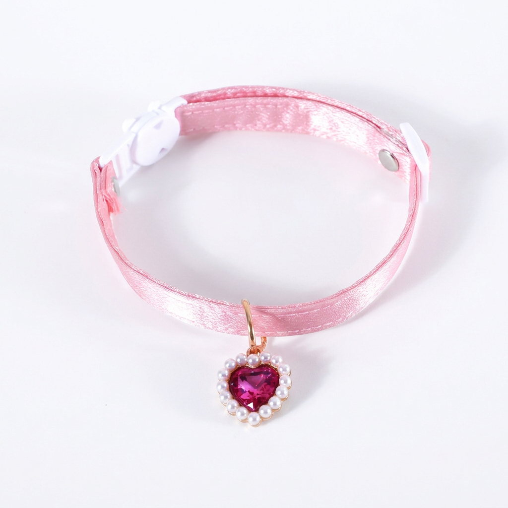 Pink collar alternate view on square white background