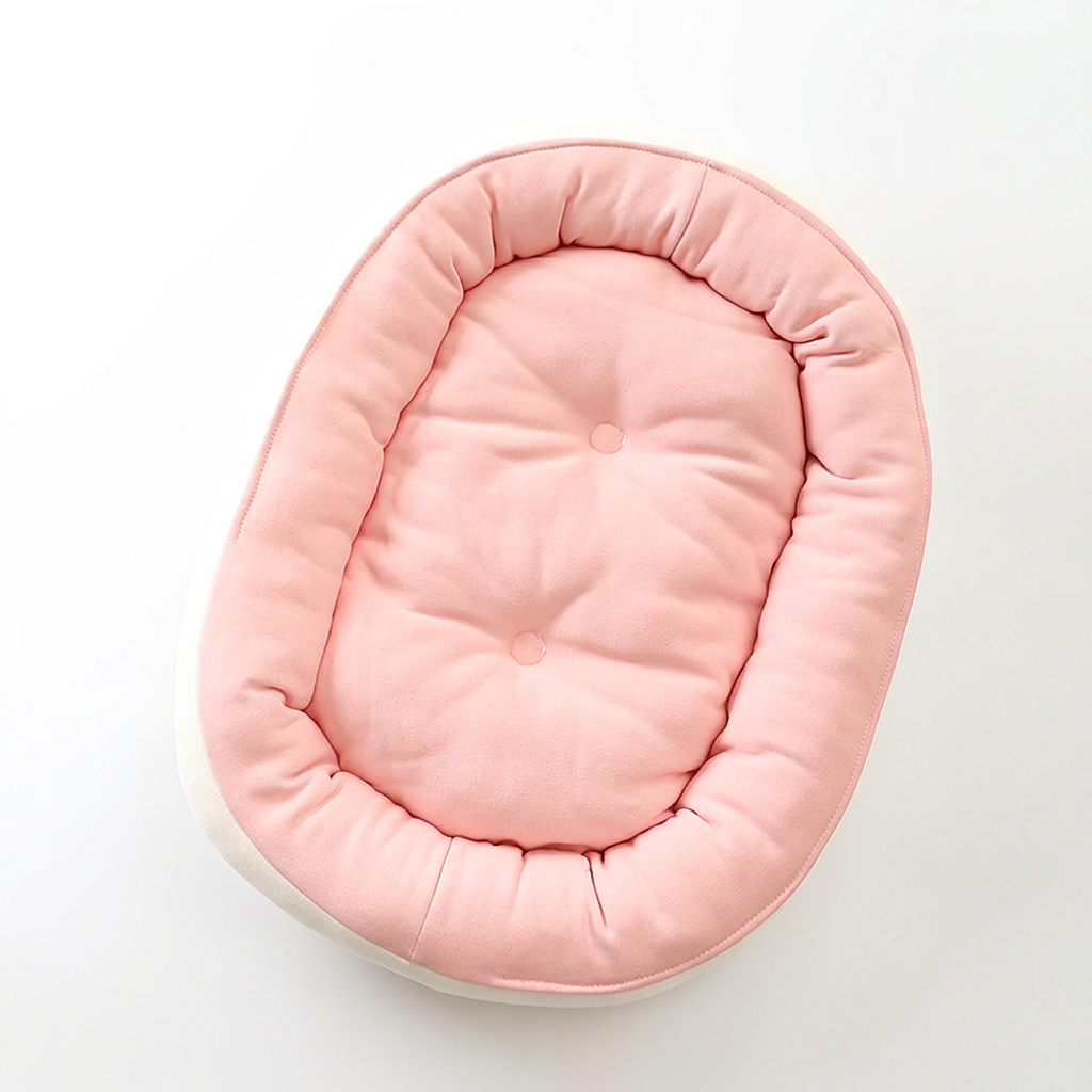 Pink pet bed on a clean white background