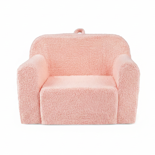 Pink pet chair centered on a square white canvas with generous white space
