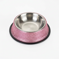 Pink rhinestone single bowl on white background