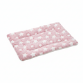Dusty pink plush star print pet mat three-quarter view on white background