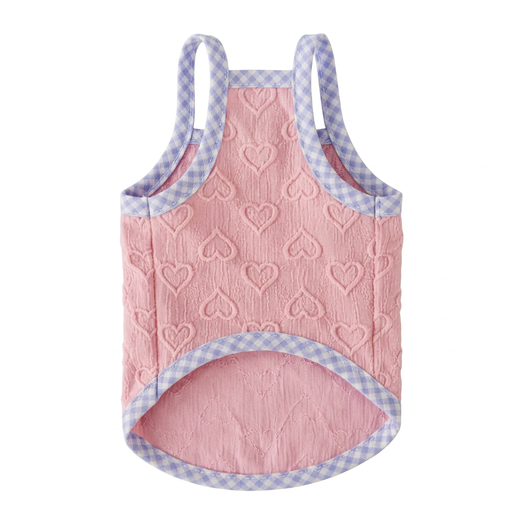 Pink underside with blue gingham trim