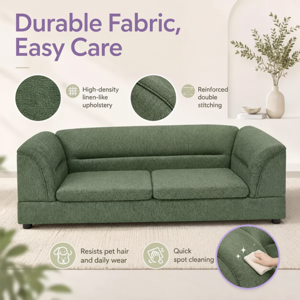 Product graphic with lavender headline and circles