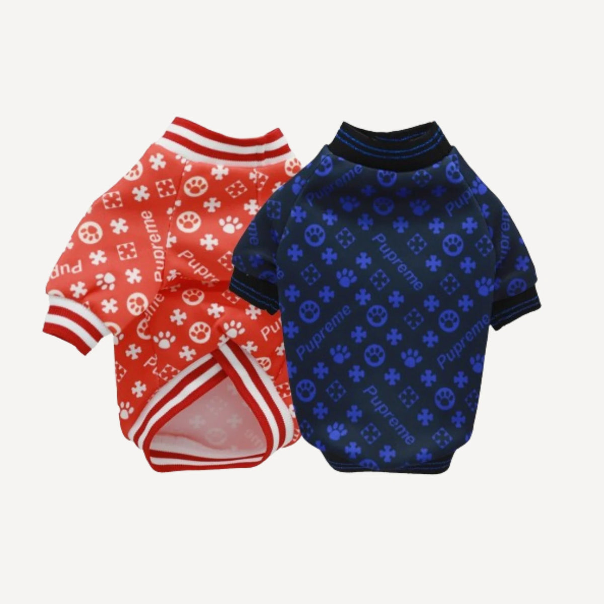 Pupreme Blue & Black Paw Print Pet Sweater