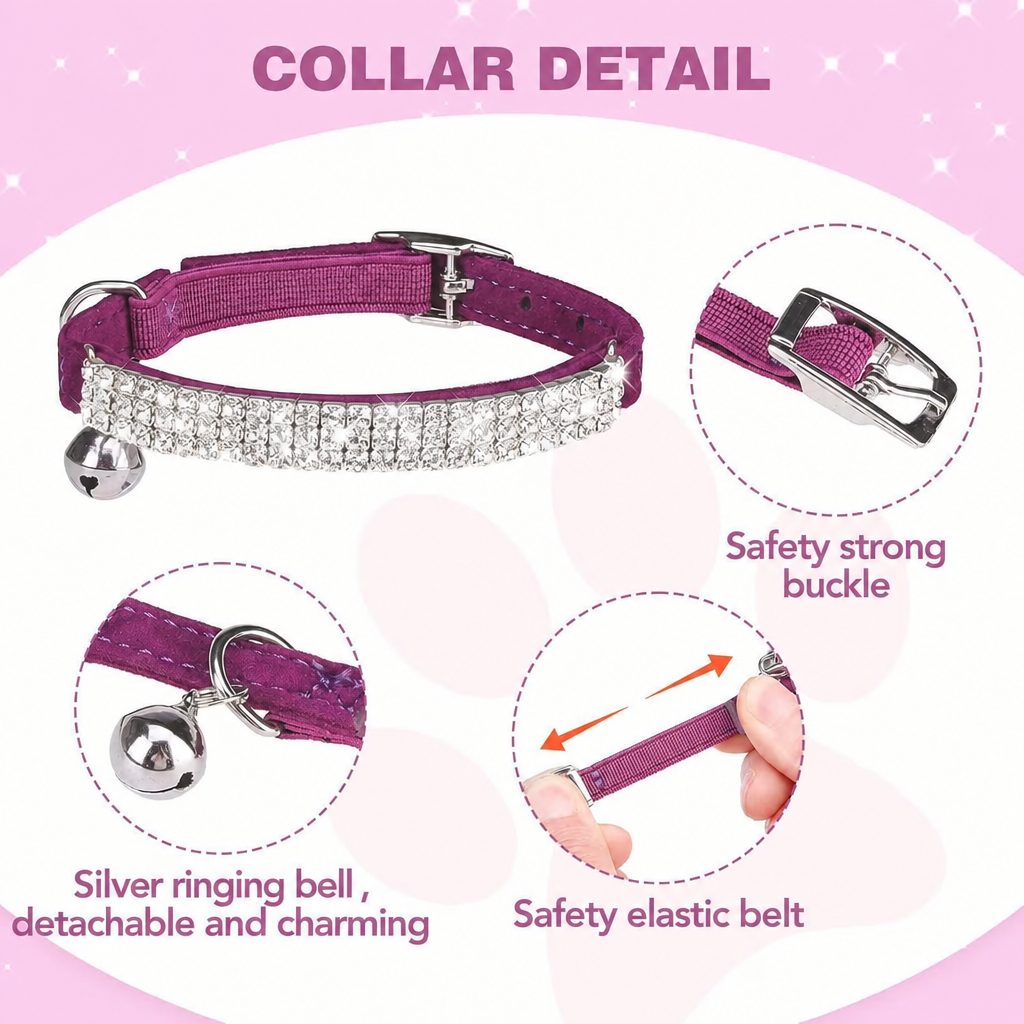 Purple collar detail - Silver ringing bell