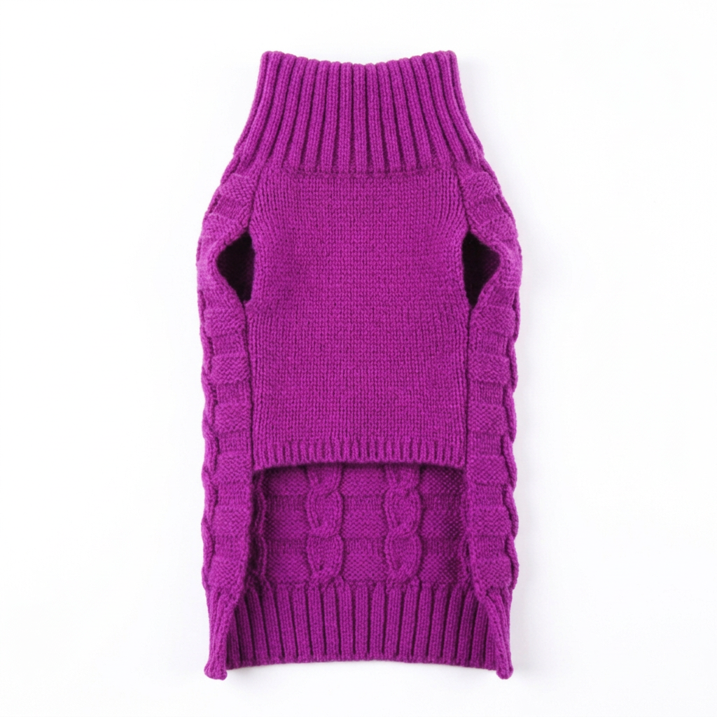 Purple sweater chest-side product view on white