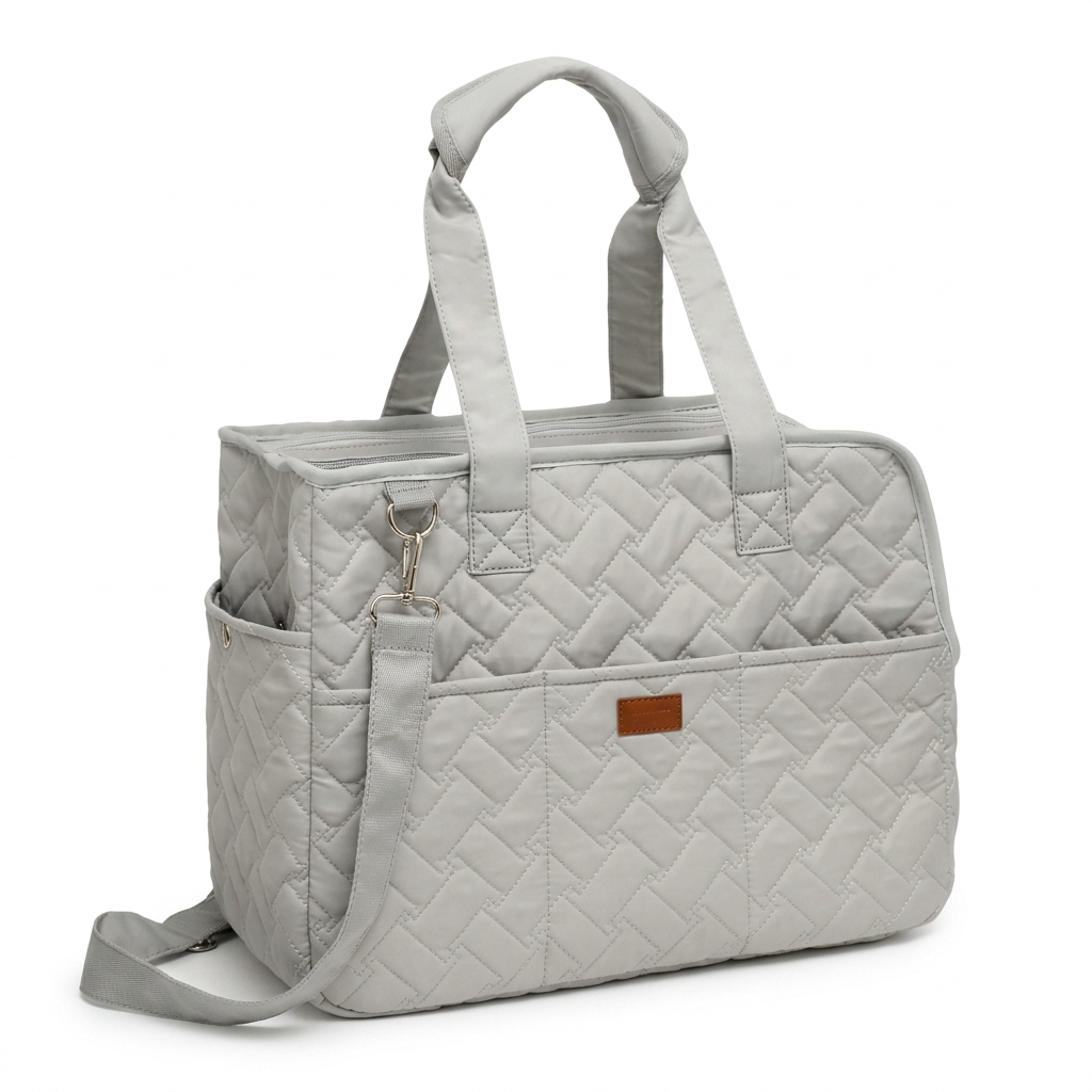 Quilted carrier recolored to match the light-gray reference